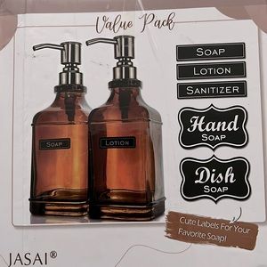 JASAI 18 Oz Antique Square Soap Dispenser with Rust Proof Stainless Steel Pump,